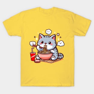 Cute Cat Eating Ramen T-Shirt